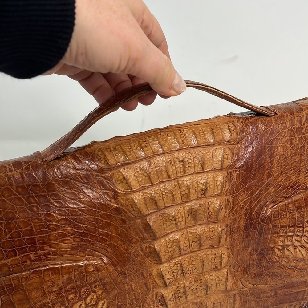 Crocodile Top Handle Large Structured Clutch Hand… - image 4